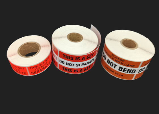 Permanent glue ISO9001 Fragile Do Not Bend Stickers For Shipping Labels